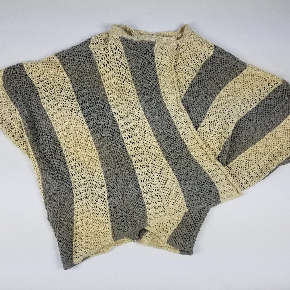 Route 66 Grey Striped Knit Poncho Cardigan